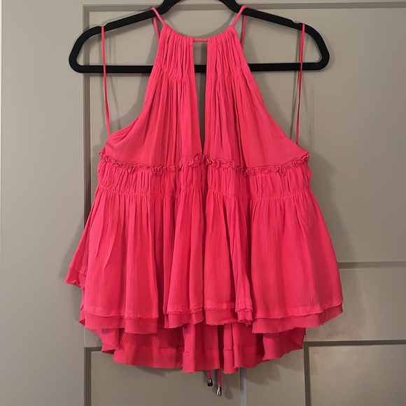 Altar'd State Raspberry Pleated Tank Top - Picture 1 of 6